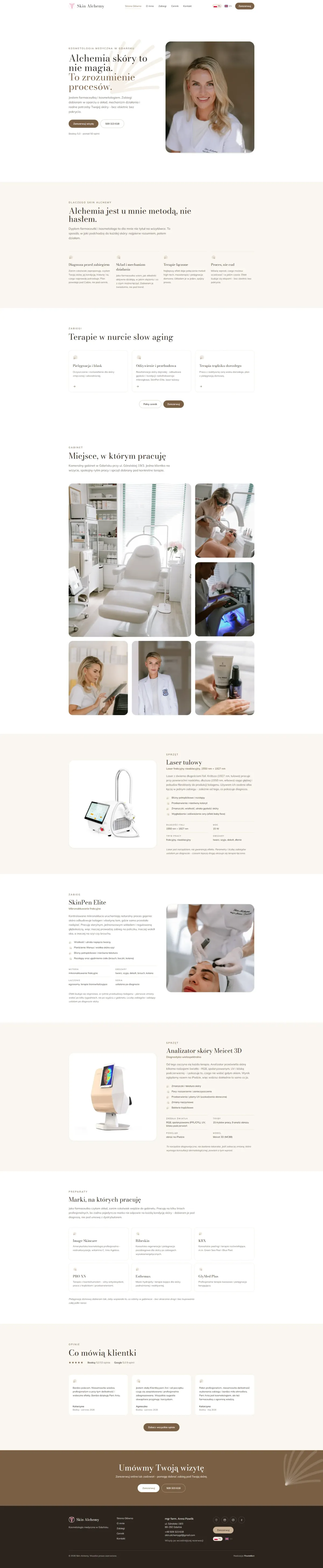 Strona internetowa - Skin Alchemy Gdańsk (Kosmetologia)