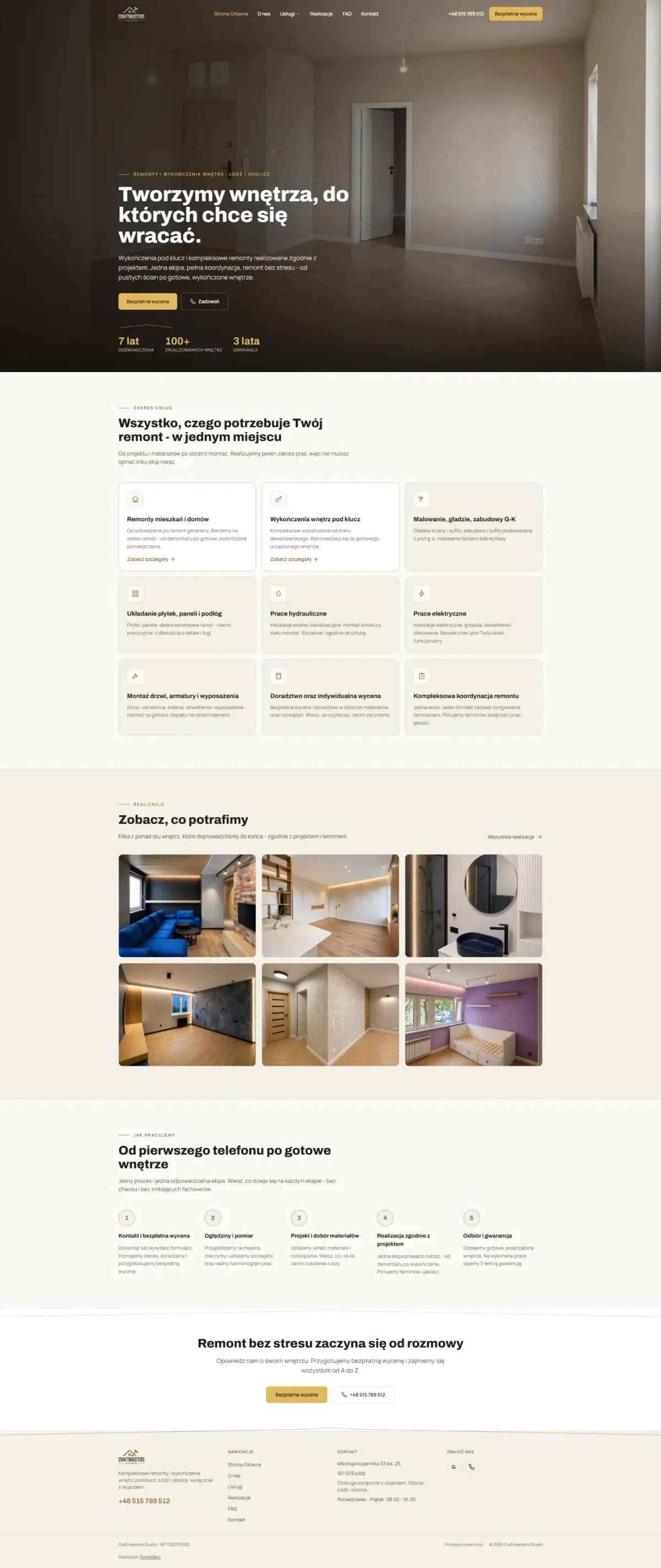 Strona internetowa - Craftmasters Studio (Budowa)