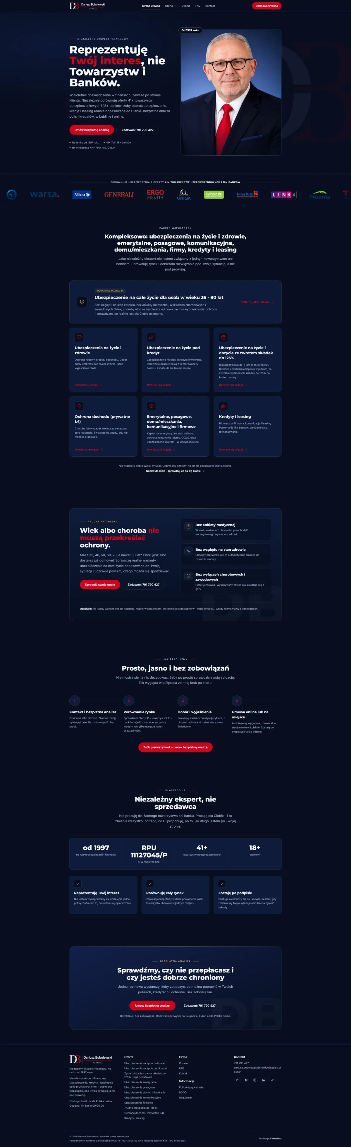 Strona internetowa - Dariusz Bobolewski - niezależny doradca finansowy (Ubezpieczenia)