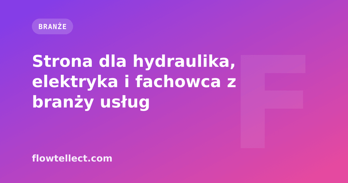 Strona dla hydraulika, elektryka i fachowca z branży usług - artykuł Flowtellect